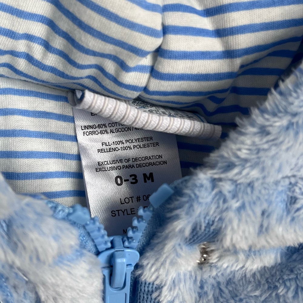 Duck Duck Goose Baby One Piece Teddy Bear Hood Boy 0-3months - Picture 3 of 5